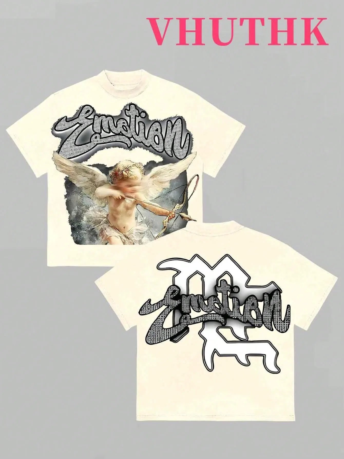 2026 Summer Men's T-shirt - Angel Print Breathable Lightweight Retro Street Style Men's T-shirt